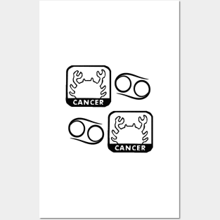 Cancer Birth Sign - Black Posters and Art